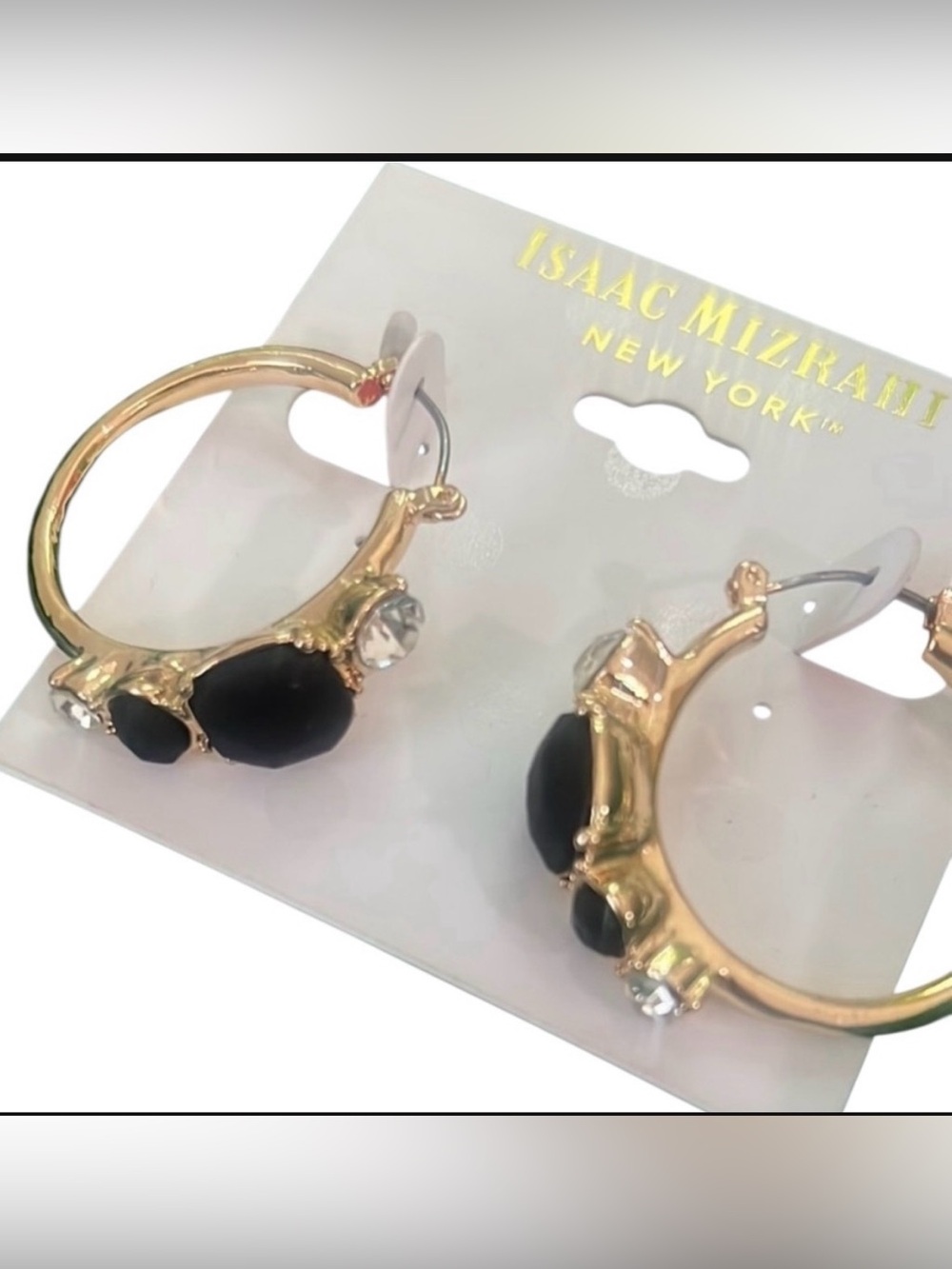 Isaac Mizrahi Gold and Black Earrings NWT